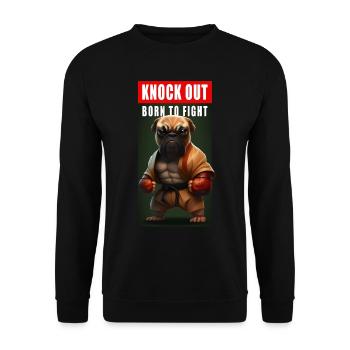 Cooler Lustiger Boxender Hund Bulldogge Geschenk - Unisex Pullover - Schwarz - Vorne - Alina (178cm) & Michal (187cm)