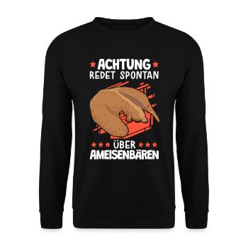 Redet spontan über Ameisenbär Ameisenfresser - Unisex Pullover - Schwarz - Vorne - Alina (178cm) & Michal (187cm)