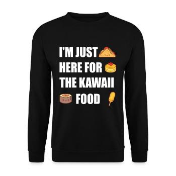 I'm Just here for the Kawaii Food Lustiges Anime - Unisex Pullover - Schwarz - Vorne - Alina (178cm) & Michal (187cm)