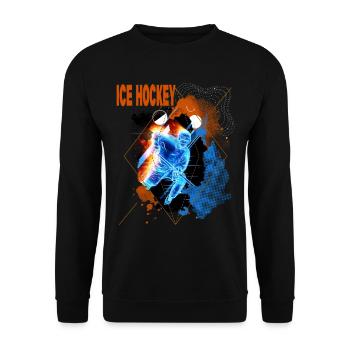 Eishockey Spieler Eishockeyspieler Neon Bunt - Unisex Pullover - Schwarz - Vorne - Alina (178cm) & Michal (187cm)