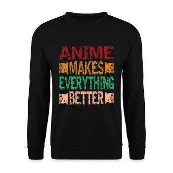 Anime makes everything better Anime Introvert girl - Unisex Sweatshirt - black - Front - Alina (178cm) & Michal (187cm)