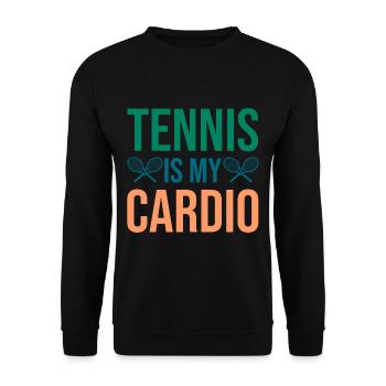 Funny Tennis Art Tennis est mon amoureux du cardio tennis - Sweat-shirt Unisexe - noir - Devant - Alina (178cm) & Michal (187cm)