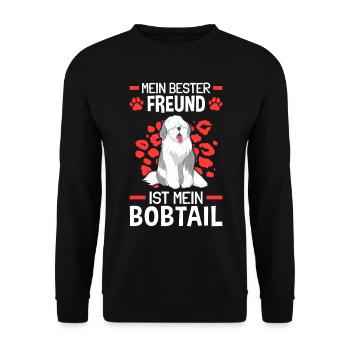 Bobtail ist mein Freund Altenglischer Bobtail - Unisex Pullover - Schwarz - Vorne - Alina (178cm) & Michal (187cm)