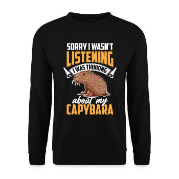Capybara thought of capybara - Unisex Sweatshirt - black - Front - Alina (178cm) & Michal (187cm)