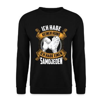 Ich habe einen Samojede Samojedenspitz - Unisex Pullover - Schwarz - Vorne - Alina (178cm) & Michal (187cm)