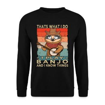 I play Banjo - Gitarre - Unisex Pullover - Schwarz - Vorne - Alina (178cm) & Michal (187cm)