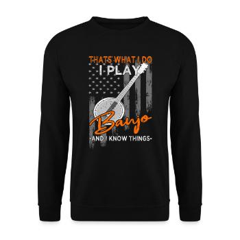 I play Banjo - Gitarre - Unisex Pullover - Schwarz - Vorne - Alina (178cm) & Michal (187cm)