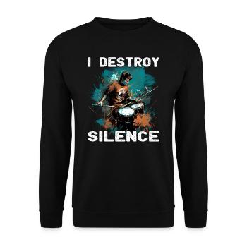 I Destroy Silence - Schlagzeug - Schlagzeuger - Unisex Pullover - Schwarz - Vorne - Alina (178cm) & Michal (187cm)