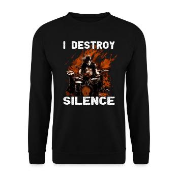 I Destroy Silence - Schlagzeug - Schlagzeuger - Unisex Pullover - Schwarz - Vorne - Alina (178cm) & Michal (187cm)