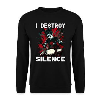 I Destroy Silence - Schlagzeug - Schlagzeuger - Unisex Pullover - Schwarz - Vorne - Alina (178cm) & Michal (187cm)