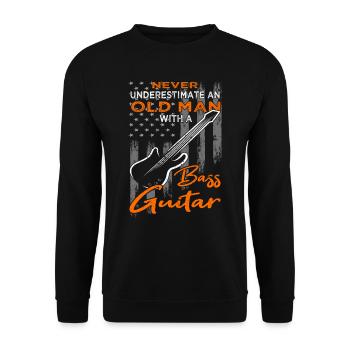 Bassspieler - Gitarre - Gitarrist - Unisex Pullover - Schwarz - Vorne - Alina (178cm) & Michal (187cm)