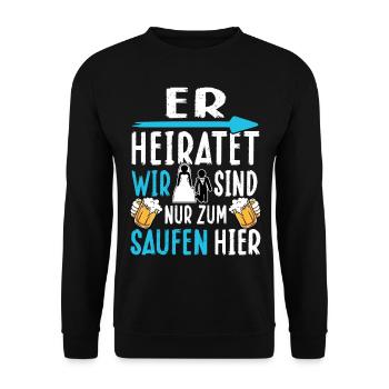 JGA T-Shirt Männer Poltern Junggesellenabschied - Unisex Pullover - Schwarz - Vorne - Alina (178cm) & Michal (187cm)