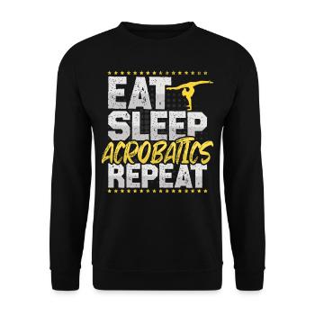 Akrobatik Eat Sleep Repeat Boden Turnen Hobby - Unisex Pullover - Schwarz - Vorne - Alina (178cm) & Michal (187cm)
