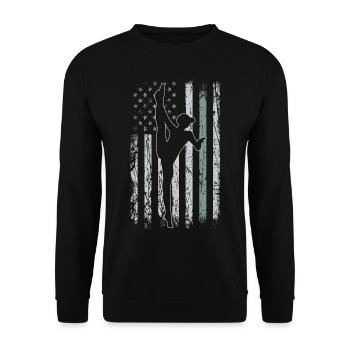 Akrobatik Retro USA Flagge Turnen 4th of July - Unisex Pullover - Schwarz - Vorne - Alina (178cm) & Michal (187cm)