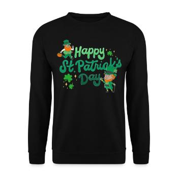 Fröhlichen St Patrick Tag. St. Patrick's Day! - Unisex Pullover - Schwarz - Vorne - Alina (178cm) & Michal (187cm)