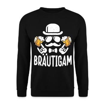 Männer JGA Bräutigam T-Shirt Polterabend Poltern - Unisex Pullover - Schwarz - Vorne - Alina (178cm) & Michal (187cm)