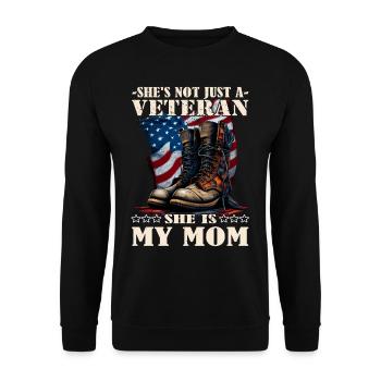 Veteran Mom - Veteran 4th of July - Soldat - Unisex Pullover - Schwarz - Vorne - Alina (178cm) & Michal (187cm)