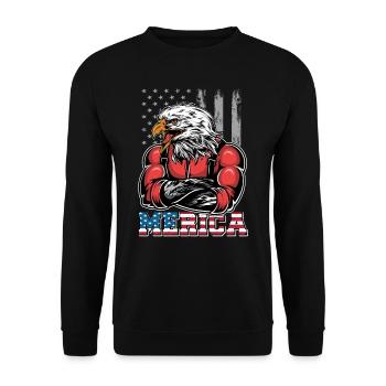Merica | 4th of july - Unisex Pullover - Schwarz - Vorne - Alina (178cm) & Michal (187cm)