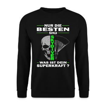 Nur die Besten sind Skydiver & Fallschirmspringer - Unisex Pullover - Schwarz - Vorne - Alina (178cm) & Michal (187cm)