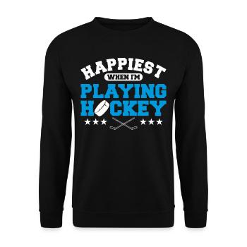 Le plus heureux quand je joue au hockey - Sweat-shirt Unisexe - noir - Devant - Alina (178cm) & Michal (187cm)