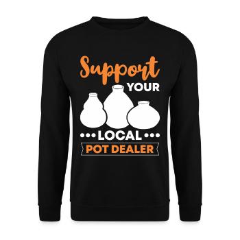 Support your local Potdealer - Unisex Sweatshirt - black - Front - Alina (178cm) & Michal (187cm)