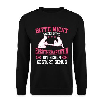 Ergotherapeutin nicht stören Ergotherapie - Unisex Pullover - Schwarz - Vorne - Alina (178cm) & Michal (187cm)