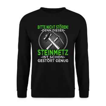 Steinmetz - Steinbearbeitung - Bildhauer - Unisex Pullover - Schwarz - Vorne - Alina (178cm) & Michal (187cm)