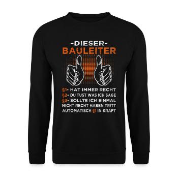 Bauleiter - Bauherr - Baustelle Eigenheim - Unisex Pullover - Schwarz - Vorne - Alina (178cm) & Michal (187cm)