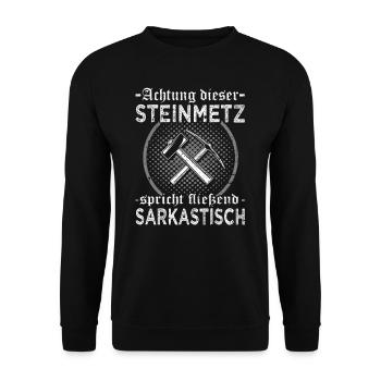 Steinmetz - Steinbearbeitung - Bildhauer - Unisex Pullover - Schwarz - Vorne - Alina (178cm) & Michal (187cm)