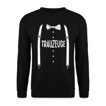Trauzeuge T-Shirt Herren JGA Junggesellenabschied - Unisex Pullover - Schwarz - Vorne - Alina (178cm) & Michal (187cm)