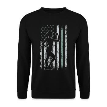 Aerobic Retro USA Flag Cardio 4 juillet - Sweat-shirt Unisexe - noir - Devant - Alina (178cm) & Michal (187cm)