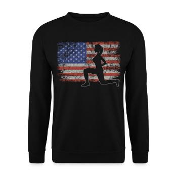 Aerobic Retro USA Flag Cardio 4 juillet - Sweat-shirt Unisexe - noir - Devant - Alina (178cm) & Michal (187cm)