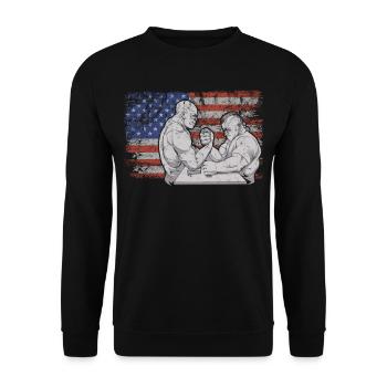 Armwrestling Retro USA Flag 4 juillet - Sweat-shirt Unisexe - noir - Devant - Alina (178cm) & Michal (187cm)