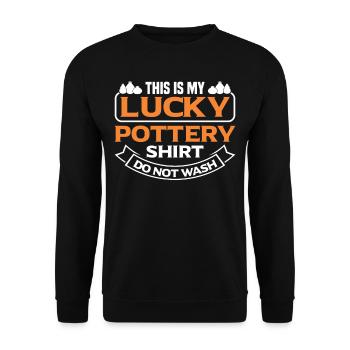 This is my Lucky Pottery do not wash - Unisex Sweatshirt - black - Front - Alina (178cm) & Michal (187cm)