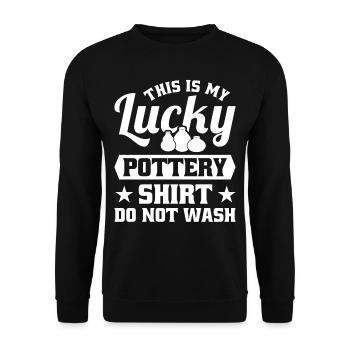 This is my Lucky Pottery do not wash - Unisex Sweatshirt - black - Front - Alina (178cm) & Michal (187cm)
