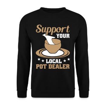 Support your Local Potdealer - Unisex Sweatshirt - black - Front - Alina (178cm) & Michal (187cm)