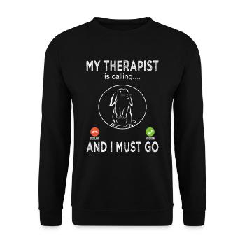 My Therapist Is Calling Rabbit - Rabbit Breeding - Unisex Sweatshirt - black - Front - Alina (178cm) & Michal (187cm)
