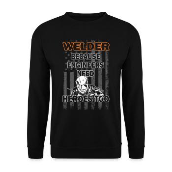 Schweißer - Schweißerspruch - Metallbau - Unisex Pullover - Schwarz - Vorne - Alina (178cm) & Michal (187cm)