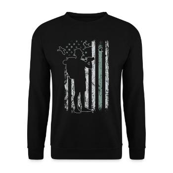 Observation des oiseaux Retro USA Flag 4 juillet - Sweat-shirt Unisexe - noir - Devant - Alina (178cm) & Michal (187cm)