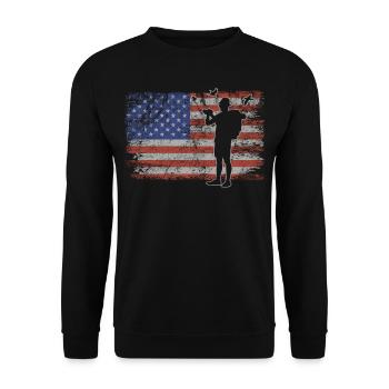 Observation des oiseaux Retro USA Flag 4 juillet - Sweat-shirt Unisexe - noir - Devant - Alina (178cm) & Michal (187cm)