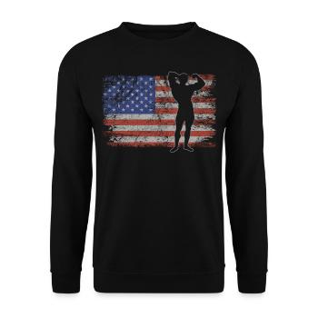Bodybuilding Retro USA Flag 4 juillet - Sweat-shirt Unisexe - noir - Devant - Alina (178cm) & Michal (187cm)