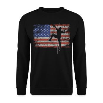 Bloc Retro USA Flag Freeclimbing 4 juillet - Sweat-shirt Unisexe - noir - Devant - Alina (178cm) & Michal (187cm)