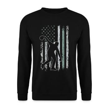 Bowling Retro USA Flag Bowling 4th of July - Unisex Sweatshirt - black - Front - Alina (178cm) & Michal (187cm)