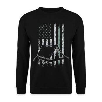 Camping Retro USA Flag Bushcraft 4 juillet - Sweat-shirt Unisexe - noir - Devant - Alina (178cm) & Michal (187cm)