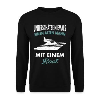 Unterschätze niemals einen alten Mann - Unisex Pullover - Schwarz - Vorne - Alina (178cm) & Michal (187cm)