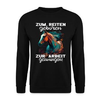 Pferdemädchen Pferdemama - Reiten - Westernreiten - Unisex Pullover - Schwarz - Vorne - Alina (178cm) & Michal (187cm)