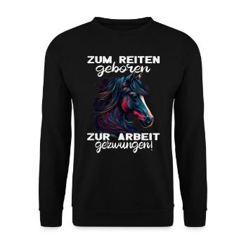Pferdemädchen Pferdemama - Reiten - Westernreiten - Unisex Pullover - Schwarz - Vorne - Alina (178cm) & Michal (187cm)