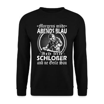 Schweißer - Schweißerspruch - Metallbau - Unisex Pullover - Schwarz - Vorne - Alina (178cm) & Michal (187cm)