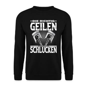 Mortoren - Tuning Werkstatt - Schrauber - Unisex Pullover - Schwarz - Vorne - Alina (178cm) & Michal (187cm)