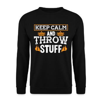 Calm an throw Stuff - Unisex Sweatshirt - black - Front - Alina (178cm) & Michal (187cm)
